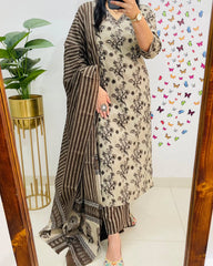 Poorvi's Brown Cotton Kurta Set