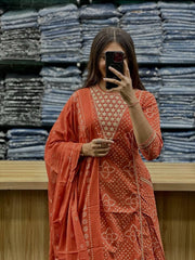 Orange Anarkali Kurta Set