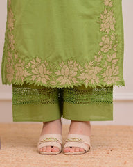 Floral Embroidered Thread Work Pure Cotton Kurta with Palazzos & With Dupatta