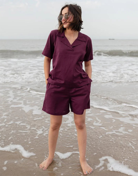 Mulberry Wine Cotton Co-ord Set