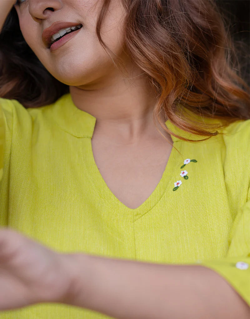 Lemon Yellow Cotton Co-ord Set