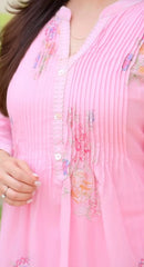 Light Pink Embroidered A-Line Kurta and Pant Set