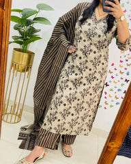 Poorvi's Brown Cotton Kurta Set