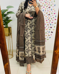 Poorvi's Brown Cotton Kurta Set