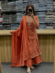 Orange Anarkali Kurta Set