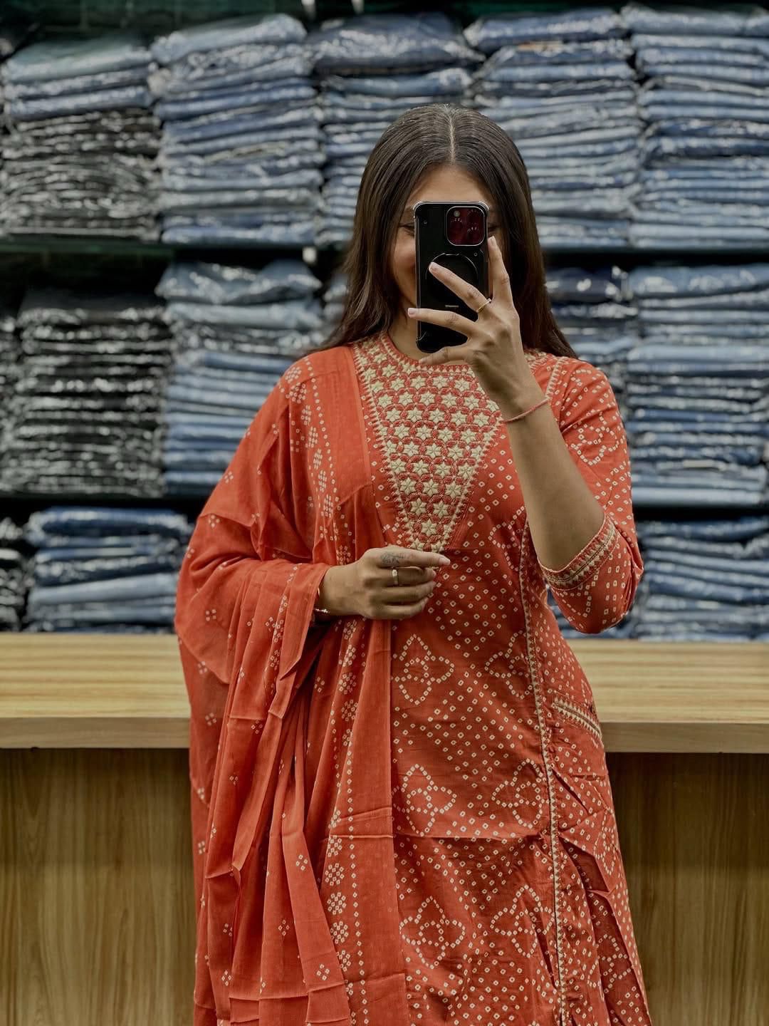 Orange Anarkali Kurta Set