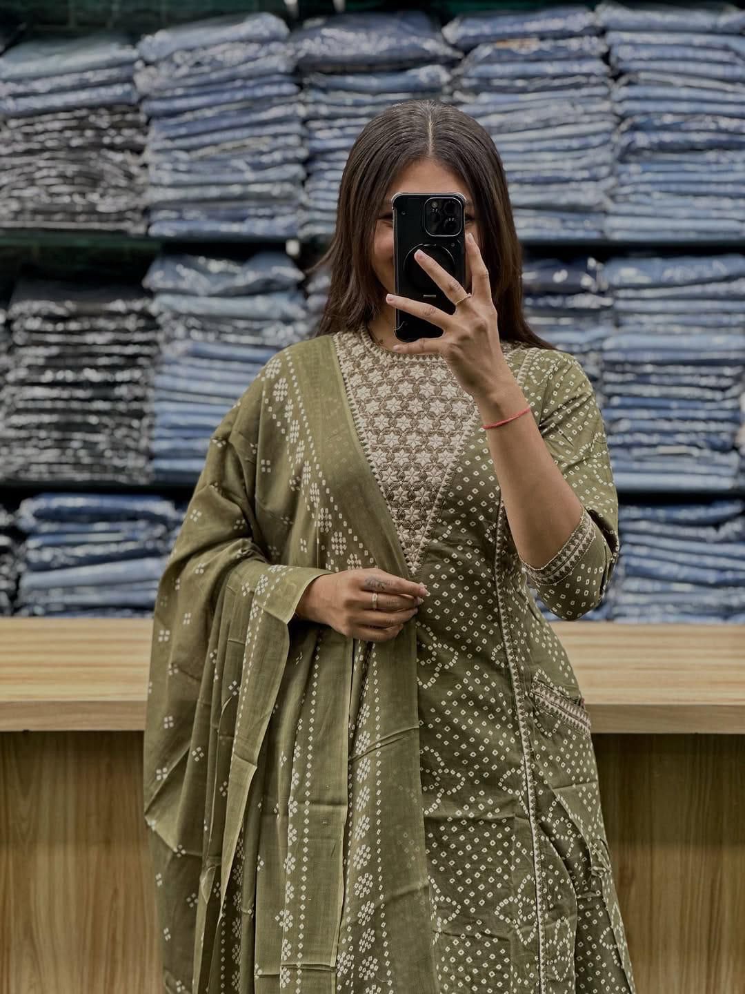 Green Anarkali Kurta Set