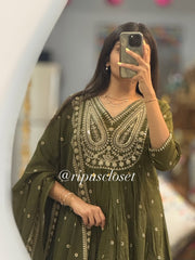 Plum Purple Heavy Embroidered Anarkali Kurta Set with Dupatta