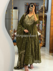 Plum Purple Heavy Embroidered Anarkali Kurta Set with Dupatta