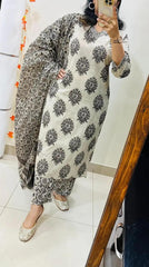 Beautiful kurti pant dupatta set in Premium Rich Cotton