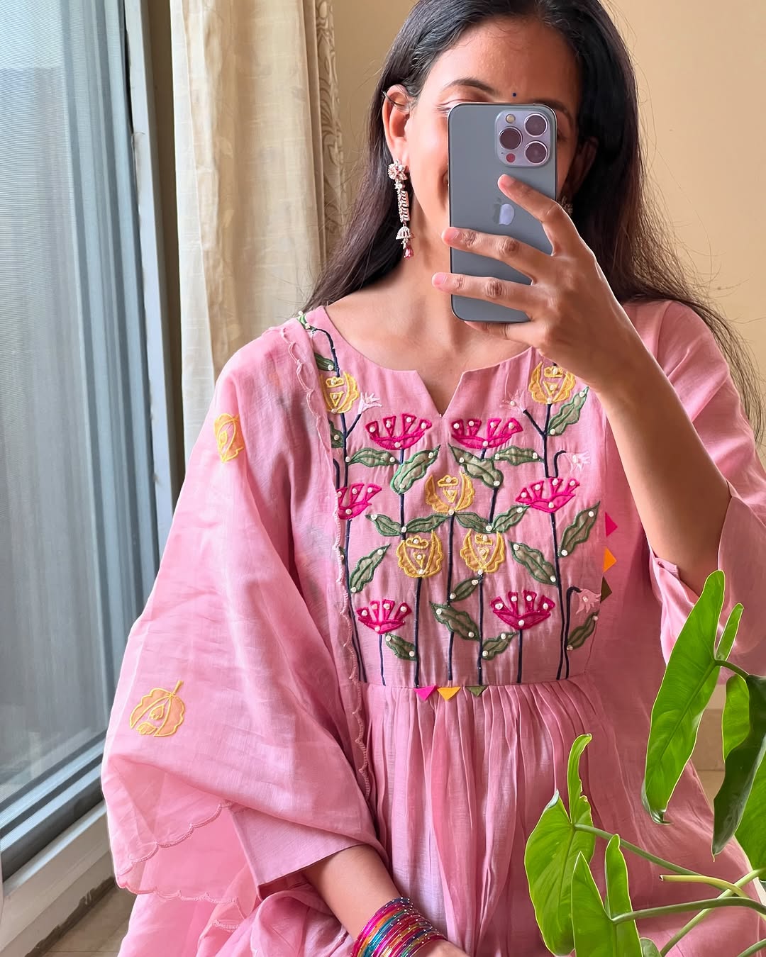 Blush Pink Embroidered Anarkali Kurta Set with Dupatta