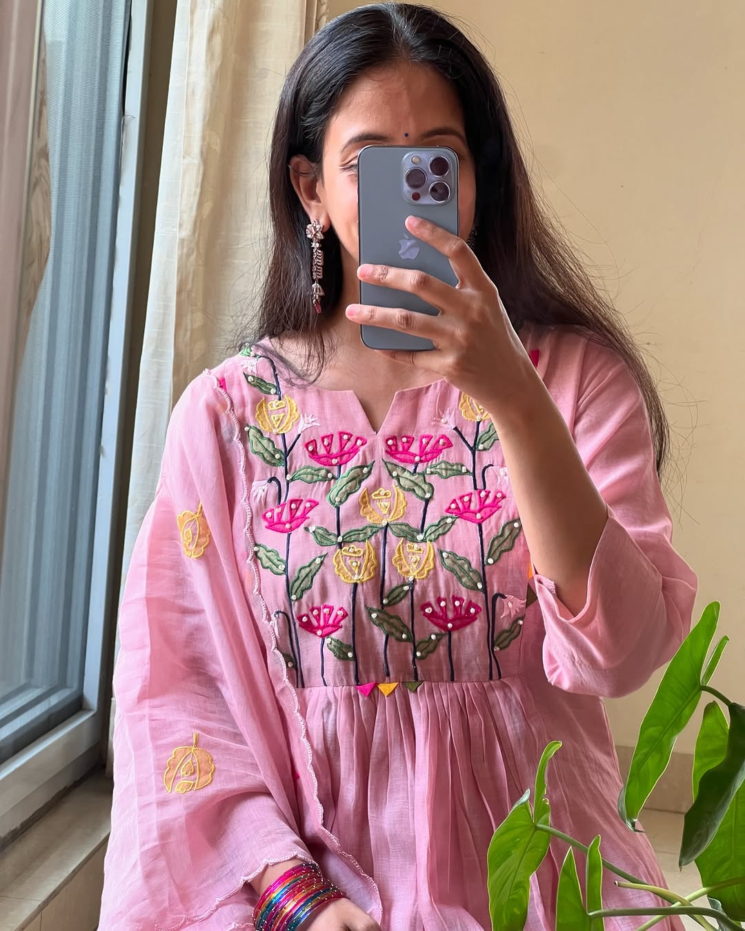 Blush Pink Embroidered Anarkali Kurta Set with Dupatta
