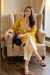 Mustard-Embroidered-Kurta-with-Straight-Pants