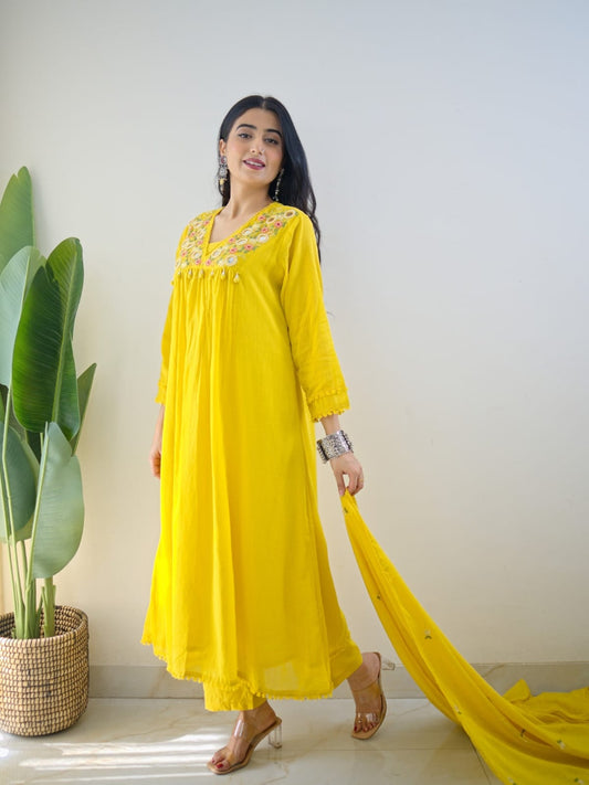 Vibrant Yellow Traditional Kurta Set with Dupatta