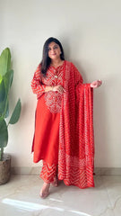 labelroohani Orange Soft Cotton Bandhej print office Wear cotton Suit