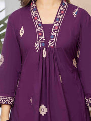 Women Bandhani Printed Cotton Anarkali Kurta with Trousers & Dupatta