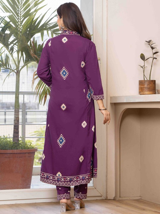 Women Bandhani Printed Cotton Anarkali Kurta with Trousers & Dupatta